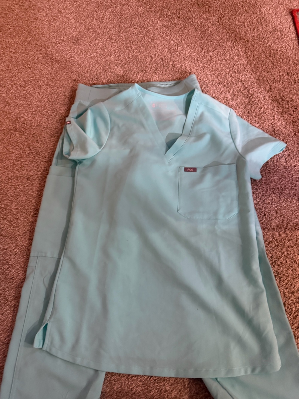FIGS Technical Collection Scrub Set XXS Seafoam Aqua One Pocket: straight leg - Picture 5 of 7
